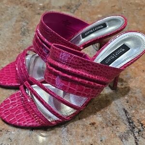 White House Black Market Pink Croc-Embossed Heels